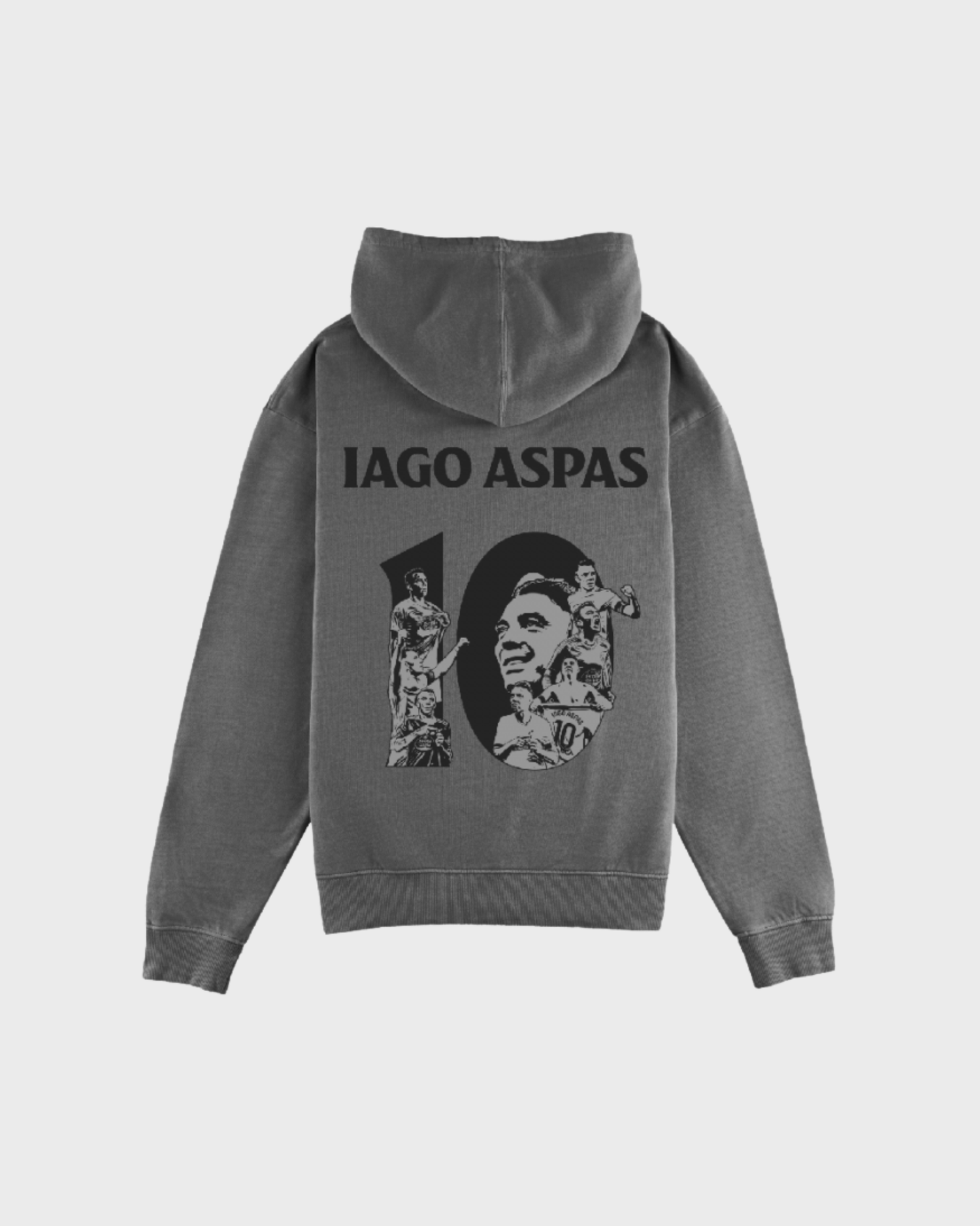 Foto de producto Hoodie Gris Escuro Lavado 10 Iago Aspas Lenda Disponible en la Tienda del Celta FC