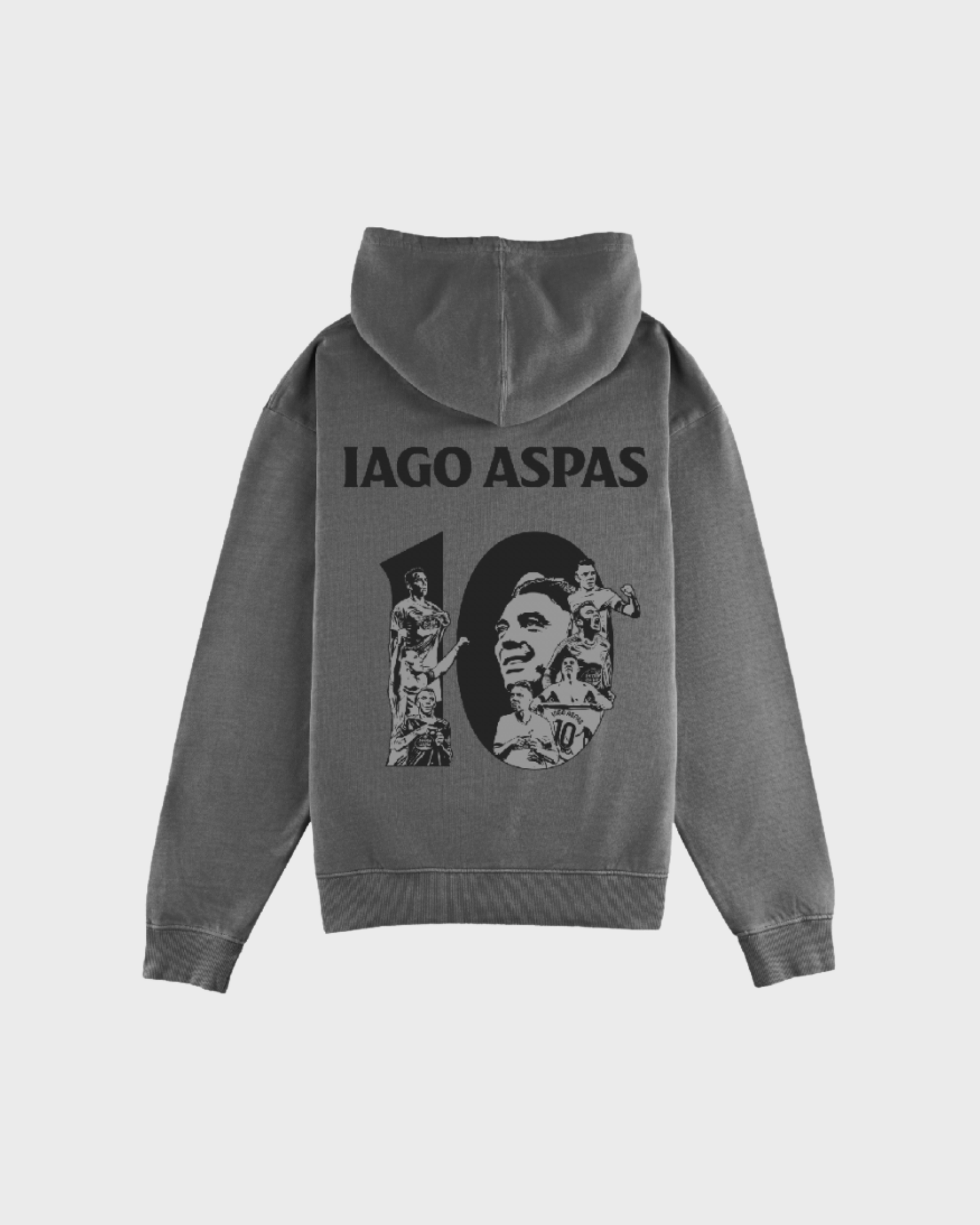 Foto de producto Hoodie Gris Escuro Lavado 10 Iago Aspas Lenda Disponible en la Tienda del Celta FC